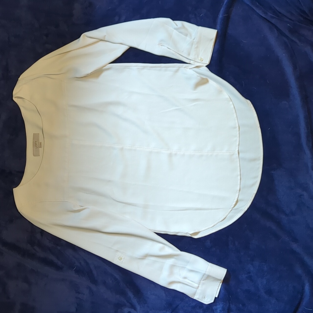 Loft Cream colored long-sleeve blouse, size XS